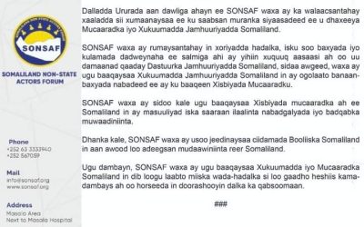 Dallada SONSAF ayaa xukuumadda Somaliland ugu baaqday in ogolaato Mudaharaadka mucaaridka ku dhawaaqey