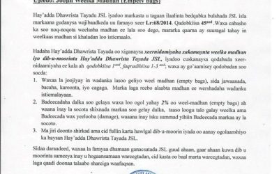 Xukuumadda Somaliland ayaa mamnuucday soo dejinta weelka madhan