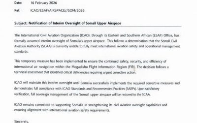 Notification of interim oversight of Somali airspace