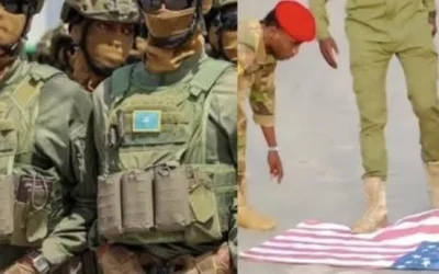 Cadho xoogan oo ka dhalatay calanka Maraykanka ee ciidamada Somalia ay ku dul istaageen